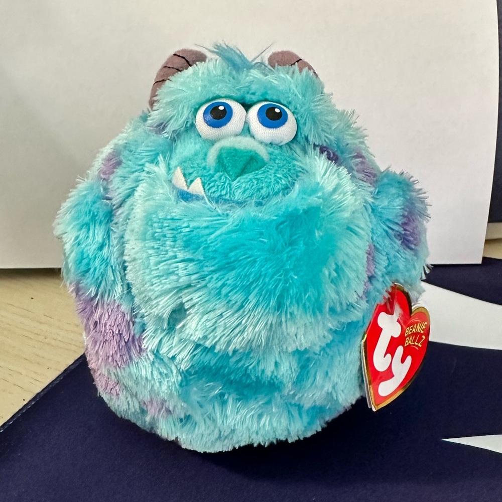 Ty Beanie Ballz Sulley Sully Disney Plush Monsters Inc Pixar 5” Round Ball 2014
